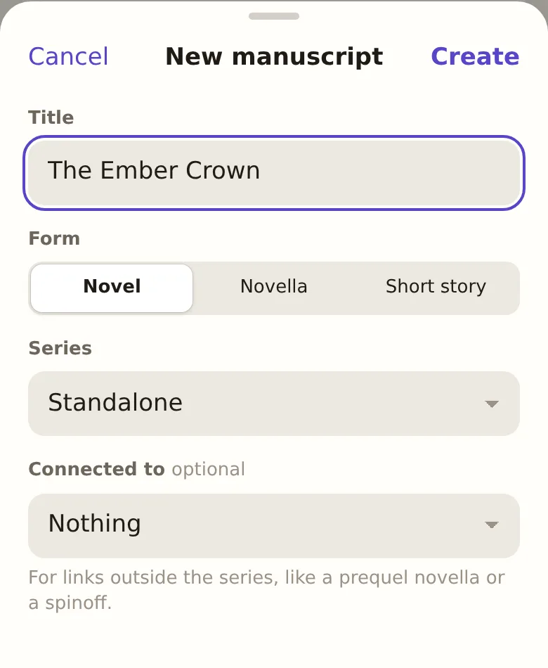 The New manuscript sheet