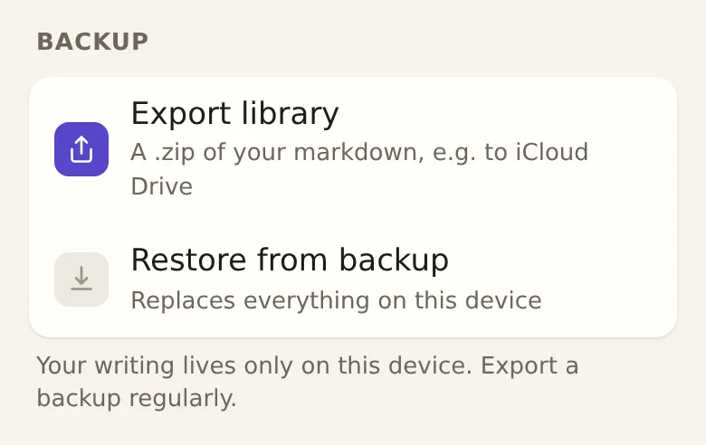 Settings → Backup