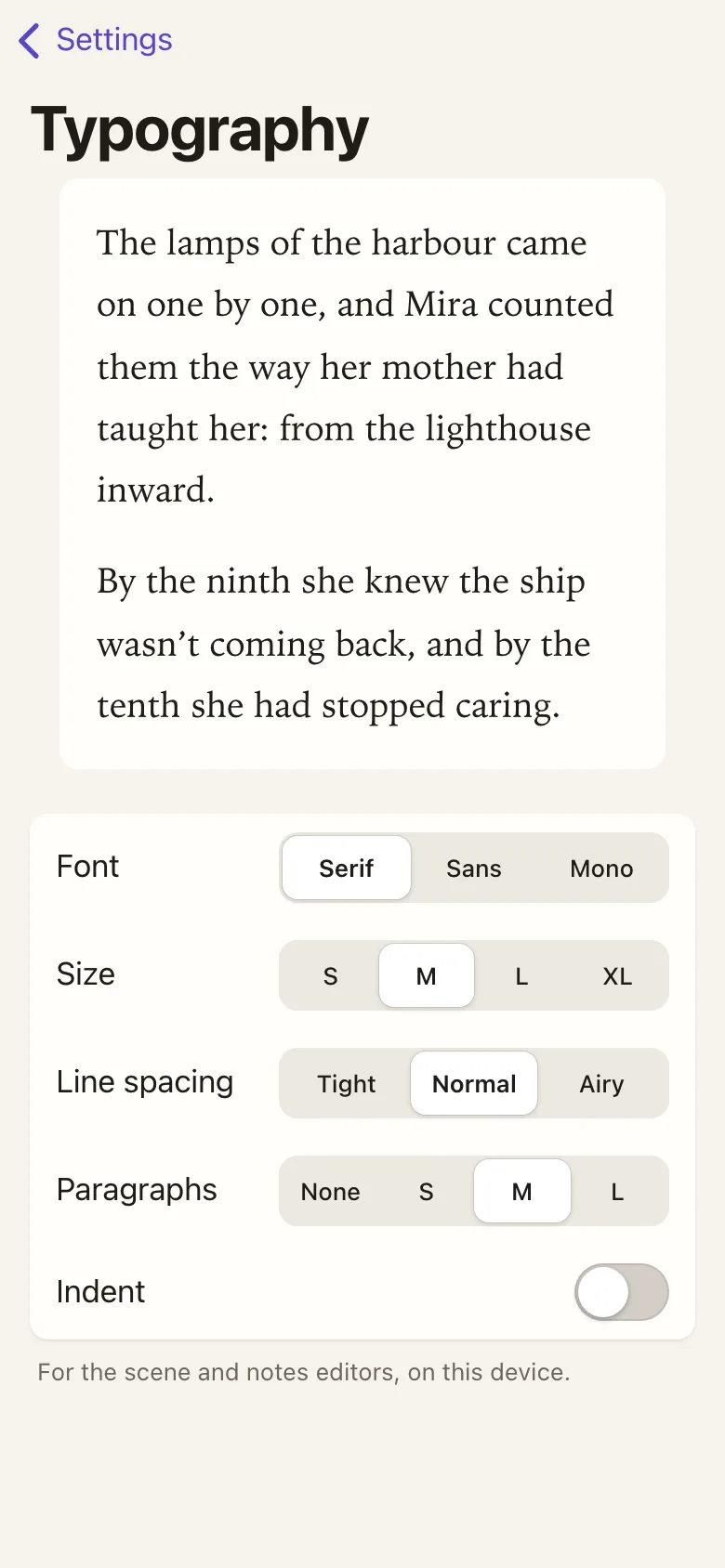 Settings → Typography