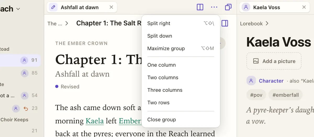 The group menu