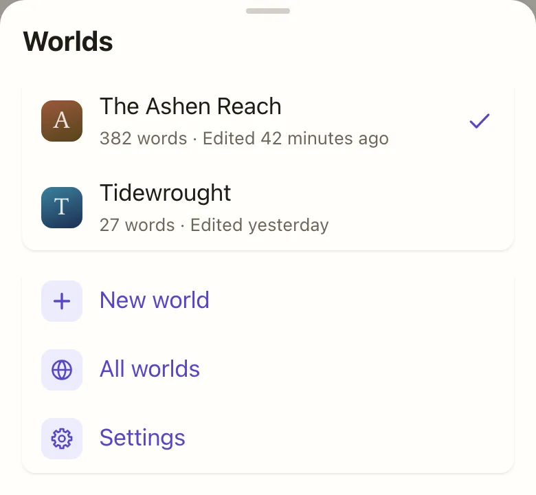The Worlds sheet